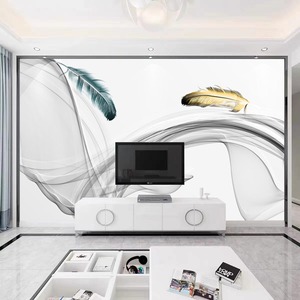 Nouveau moderne minimaliste Tv fond mur papier peint salon canapé chambre papier peint Film télévision mur plume Stickers muraux - Product Image 5