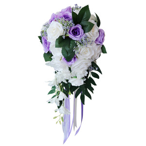<span class=keywords><strong>Bouquet</strong></span> de <span class=keywords><strong>mariée</strong></span> 2026 – Fleurs artificielles de roses blanches pour décoration de mariage - Product Image 6
