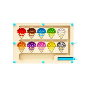 Jeu d'éveil Montessori en bois : Seau <span class=keywords><strong>de</strong></span> peinture, chiffres, couleurs, tri, stylo, perles à déplacer, labyrinthe pour enfants - Product Image 2