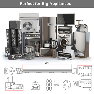 N-515P đến 5-15r <span class=keywords><strong>3</strong></span> FT nhiệm vụ nặng nề mở rộng cấu hình thấp 25ft <span class=keywords><strong>12</strong></span> prong 10ft 15Amp 36 inch 14/<span class=keywords><strong>3</strong></span> dây thiết bị phẳng - Product Image 5