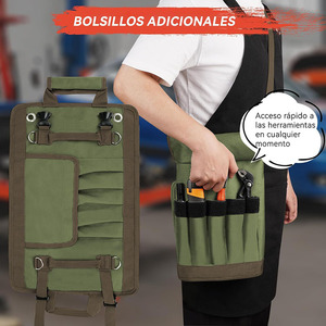 Bolsa de Herramientas Enrollable, Caja de Herramientas Portátil Verde, Impermeable, para Hombres, Carpinteros, Mecánicos, Electricistas - Product Image 2
