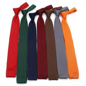Cravates en tricot ajustées pour hommes, style vintage, décontractées et élégantes, à extrémités plates, couleur unie, coupe carrée, infroissables, pour affaires décontractées - Product Image 2