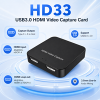 Tarjeta Capturadora de Video HDMI a USB 3.0 4K con Salida en Bucle, 1080P 60Hz, Entrada de Audio de 3.5mm, Caja Grabadora para Transmisión en Vivo PS5 PC