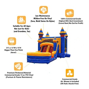 Jump Orange Bounce <span class=keywords><strong>Jumpy</strong></span> gonflable de qualité commerciale avec deux diapositives, utilisation sèche humide, comprend un ventilateur - Product Image 3