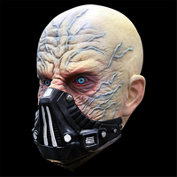 Masque en latex de clown monstre extraterrestre froissé avec appareil respiratoire, drôle et tendance, couvre-visage complet pour Halloween, cosplay, fête costumée