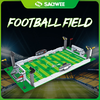 (Sin Caja) Bloques de Construcción para Construir Campos Deportivos, Modelo de Escena de Fútbol, Baloncesto y Voleibol de Playa, Regalo Coleccionable Creativo para Decoración de Aficionados