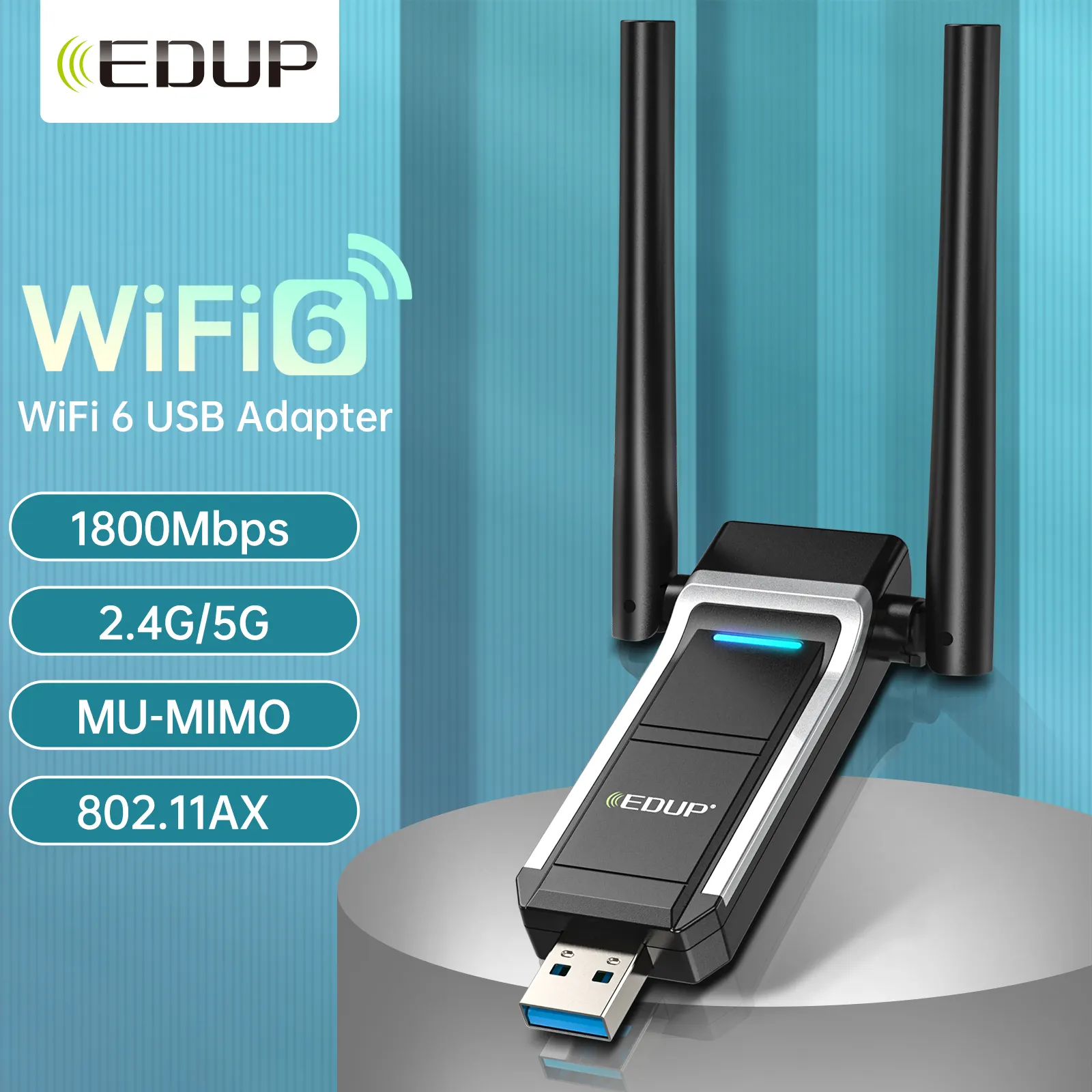 EDUP High Speed RTL8832AU wifi card 802.11ax AX1800Mbps WiFi Adapter AX WiFi 6 USB Wireless Dongle wifi6 network card