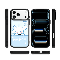 Coque de téléphone AG Feeling Black Edge avec motif chien bleu doré pour iPhone 17, 17 Pro Max, 16 Pro, 15 – Coque magnétique