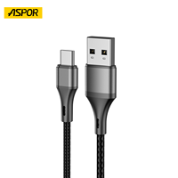 ASPOR AC-16 3A kabel nilon kepang 3A kabel Data USB pengisian aman 1M kabel Transfer Data kecepatan tinggi