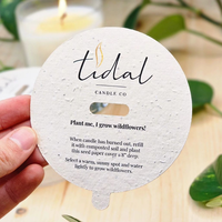 Couvre-poussière pour bougie personnalisé avec logo imprimé, cartes en papier avec graines de fleurs sauvages plantables, protection contre la poussière pour bougie, carte de remerciement