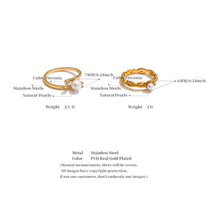 JINYOU 5365, Новое поступление, кольцо с натуральным жемчугом, модное кольцо из нержавеющей стали с покрытием из нержавеющей стали 18K, подарочное ювелирное изделие - Product Image 6