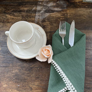 ผ้าเช็ดปากผ้าลินินคลาสสิก ผ้าเช็ดปากสำหรับงานแต่งงาน ผ้าเช็ดปากผ้าลินินสีเหลือง ผ้าเช็ดหน้าสำหรับร้านอาหาร - Product Image 2