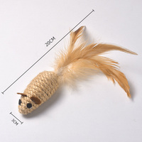 Nouveauté : Jouet interactif pour chat en forme de souris/balle/furet avec plumes et queue, en corde de chanvre YH Pet