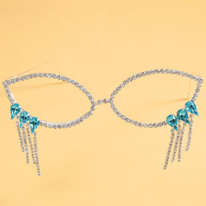Montura de <span class=keywords><strong>Gafas</strong></span> Decorativa sin Lentes, Estilo <span class=keywords><strong>Boho</strong></span> Chic, con Adornos de Perlas y Piedras de Imitación, en Tono Plateado - Product Image 4