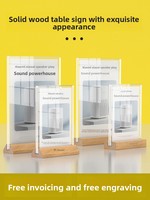 Présentoir double face en bois de hêtre en forme de L pour orientation horizontale/verticale, support de table pour menu/liste de prix