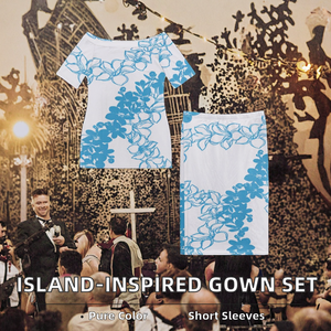 Ensemble de robes de soirée deux pièces sur mesure pour femmes, inspiré des îles, de haute qualité, couleur unie, élégant, pour l'été - Product Image 2