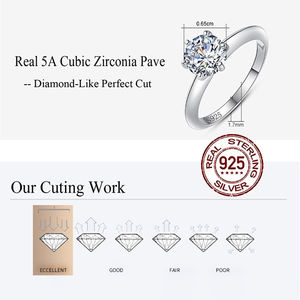 Minimalist Pure Silber Runde Brilliant Cut CZ Zirkon Schillernder Schmuck Verlobung Ehering Versprechen Ringe für Frauen - Product Image 5