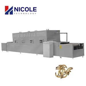 100kw Efisiensi Tinggi Continuous Tunnel Belt Serangga Kuning Mealworm Hitam Soldier Fly Bsf Larva Microwave Oven Pengering