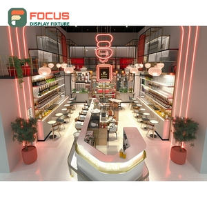 Durable Coffee Display Cabinet Laminate Wood Finish Coffee Bean Display Area Commercial Cafe Cabinet - Product Image 6