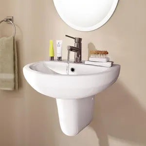 Lavabo de salle de bain moderne, demi-piédestal, visage en céramique blanche, lavage à la main, évier de lavabo demi-piédestal, conception de lavabo pour salle à manger