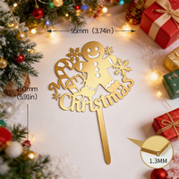Décoration de gâteau de Noël en acrylique doré effet miroir, insert pour gâteau Joyeux Noël pour la décoration de gâteaux de fête