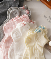Chaussettes courtes d'été pour femmes, fines, style coréen et japonais, mignonnes, en maille respirante, blanches