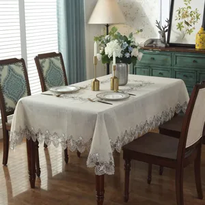 Luxury polyester water-soluble white lace wedding hollowed out tablecloth table cover hottest list tablecloth new product