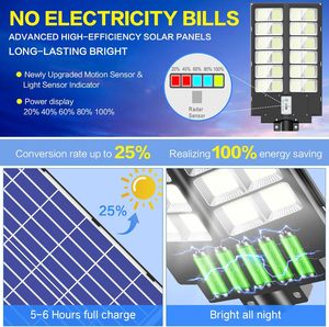 Luces Solares LED Integradas Todo en Uno para Exteriores, con Lámpara de 800W/1000W/1200W, IP65, para Uso en Carreteras, Venta al Por Mayor - Product Image 5
