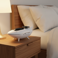 Lampu LED Diffuser Aroma Ultrasonik Humidifier Desain Pesawat Luar Angkasa Nirkabel Remote Kompak Desktop Bahan Ramah Lingkungan Hotel Rumah Tangga