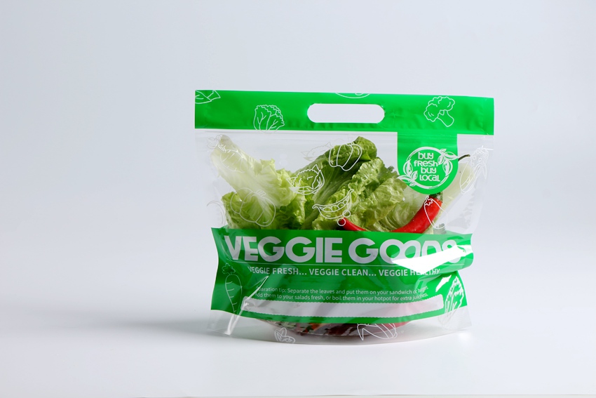 Fresh Lettuce Salad Fruits Pouches BOPP Anti Fog Leafy Vegetables Packaging Bags, vegebag, Print Logo