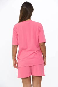Conjunto de 2 Piezas para Mujer, Color Negro, Manga Corta, Cuello Redondo, Corte Holgado, Estampado, Algodón, Ropa Casual, Primavera Verano, En Oferta - Product Image 6