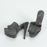 2025 été série Denim bleu talon haut mode sandales pour femmes semelle épaisse hauteur augmentant pour la scène de fête talon haut