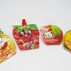Bolsa con forma de fruta de diseño personalizado, bolsas de soporte de plástico de aluminio con boquilla