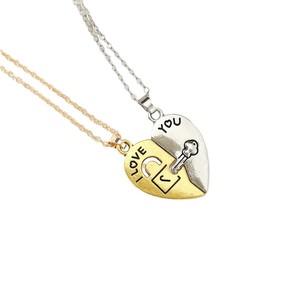 Heart Shaped Magnetic Clavicle Chain <b>Necklace</b> <b>Couple</b> Gift Romantic Jewelry Unisex Fashion Pendant Silver Gold Tone - Product Image 5