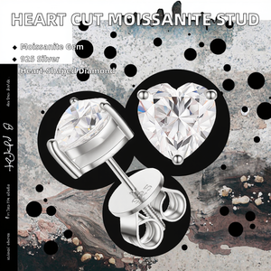 เครื่องประดับงานแต่งงาน TUHE ของขวัญหมั้น ต่างหูเงินแท้ 925 รูปหัวใจ ประดับเพชรโมอิสซาไนต์ VVS สร้างในห้องปฏิบัติการ ชุบโรเดียม - Product Image 2