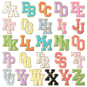 Wholesale Custom Alphabet Iron on Patch Set Glitter Letter Patch for Clothes Accessories Designer Towel - Product Image 1