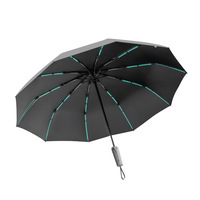Nouveau parapluie extérieur personnalisable à trois plis, à ouverture automatique, en pongee, avec sangle élargie, 10 baleines, résistant au vent, imperméable et anti-UV