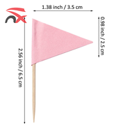 Drapeaux promotionnels en bambou jetables personnalisés avec logo, 2,5 x 3,5 cm, mini, couleur rose, pour cure-dents