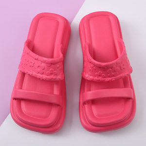 Sandales compensées pour femmes en EVA à bout carré, rehaussantes, antidérapantes, respirantes, à larges brides, pour l'été - Product Image 4