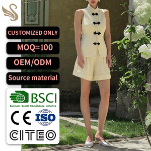 Conjunto de Chaleco sin Mangas y Pantalones Cortos para Mujer: Estilo Chino con Botones de Rana - Color y Talla Personalizables - Product Image 2