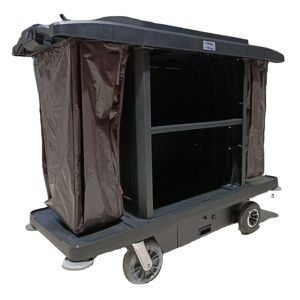Chariot de ménage en plastique électrique commercial |   Chariot de nettoyage d'hôtel à batterie avec étagères réglables Capacité de 300 kg - Product Image 1