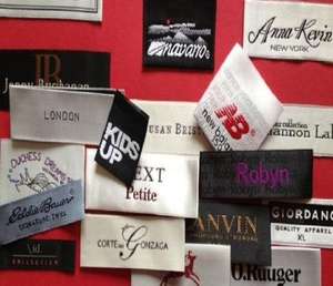 Etiquetas de tela tejida personalizadas para ropa, prendas de vestir, con logotipo, texto, detalles de talla e instrucciones de cuidado, para coser. - Product Image 1