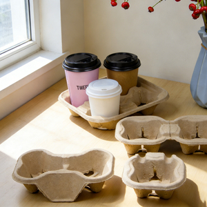 Plateau de transport de café biodégradable et écologique avec logo personnalisé, en <span class=keywords><strong>carton</strong></span> pour emporter - Product Image 2
