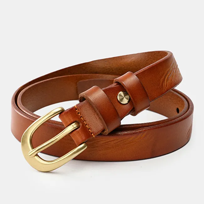 manufacture wholesale Ladies fashion casual buckle cowhide leather belt vintage real genuine leather belts for women