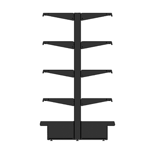 Étagères de supermarché double face en métal et bois noir robustes pour cosmétiques et spiritueux - Product Image 1
