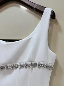 Créateur de mode femmes Sey Mini robe été sans manches taille haute luxe cristal diamants volants Club de vacances - Product Image 6