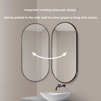 Miroir de salle de bain ovale en alliage d'aluminium, extensible et rotatif à 360°, design créatif inspiré du Feng Shui, version améliorée