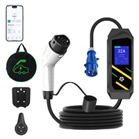 Chargeur EV portable intelligent 7KW Type 2 avec contrôle Bluetooth, courant réglable 32A, chargeur de véhicule électrique avec prise Schuko CEE