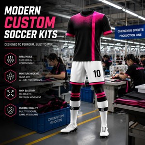 Set Completo Divisa da Calcio per Adulti Personalizzata in Poliestere Traspirante con Scollo a V - Servizio OEM - Product Image 1