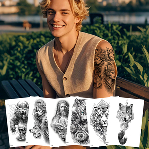 Adesivi per <span class=keywords><strong>Tatuaggi</strong></span> Temporanei, Immagini di Lupo, Orso, Tigre, Totem Colorati, Impermeabili, Personalizzabili, per Braccio e Corpo, Arte su Carta per Adulti, Uomini e Donne - Product Image 1